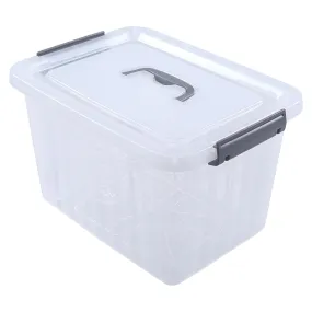 12 Qt Storage Container With Lid, 1 Pack Latching Box, Clear Bin With Handle