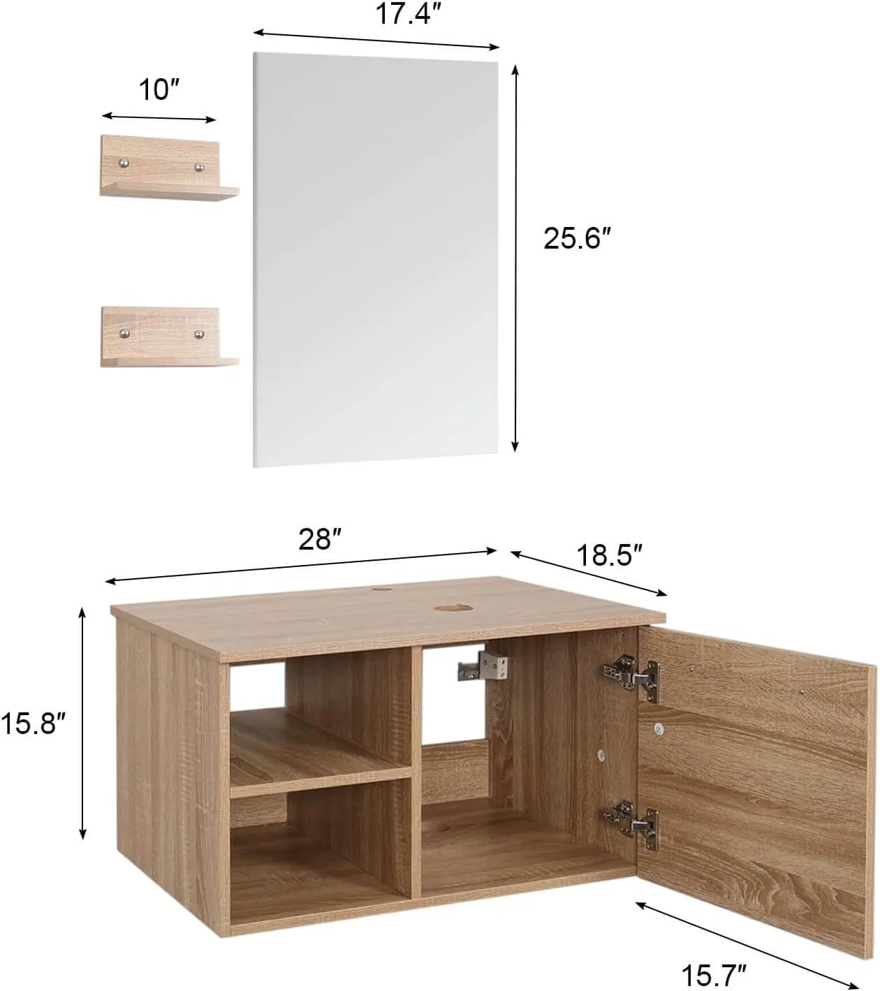 28 Inch Floating Bathroom Vanity Without Sink BA040