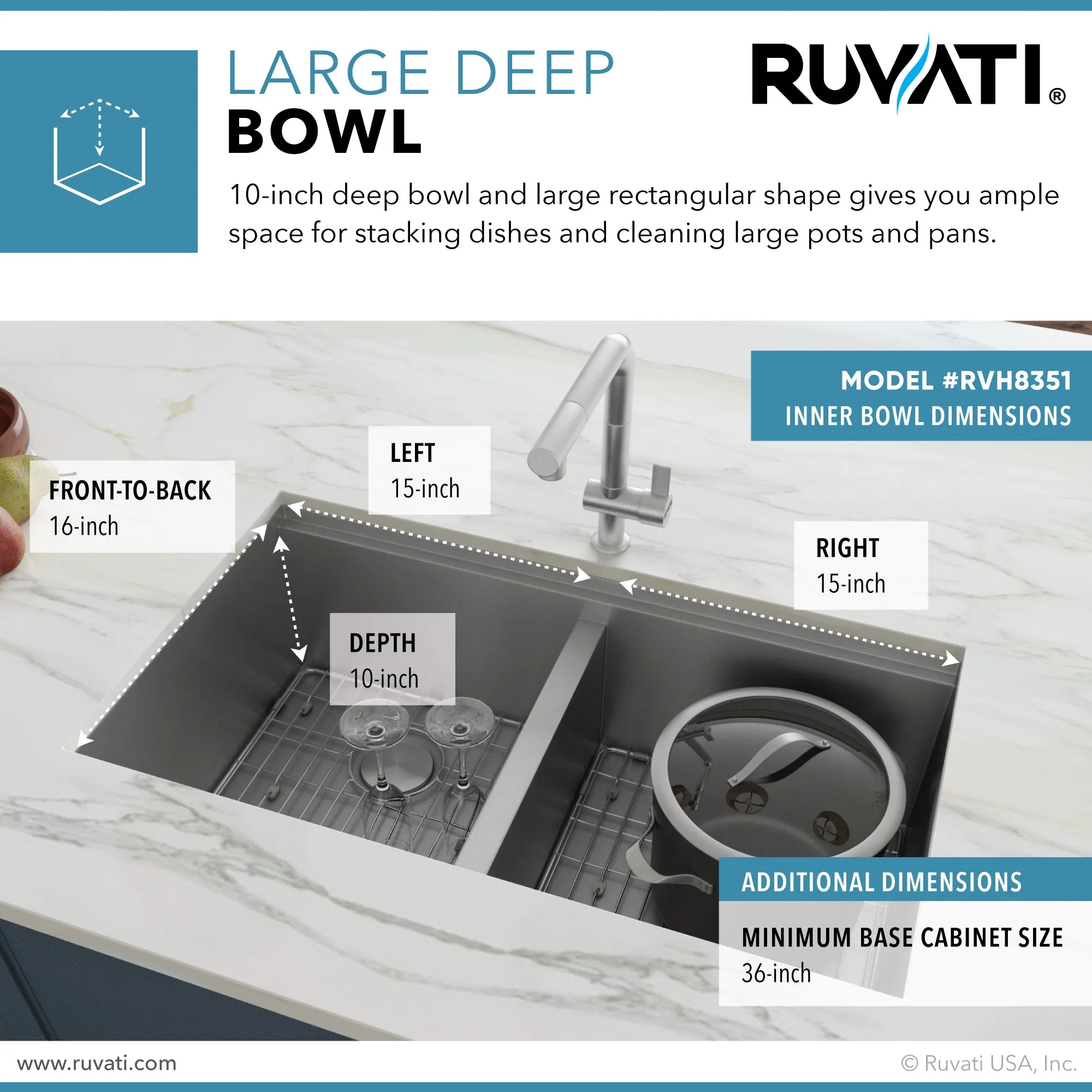 33-inch Workstation Ledge Tight Radius 50/50 Double Bowl Undermount Kitchen Sink