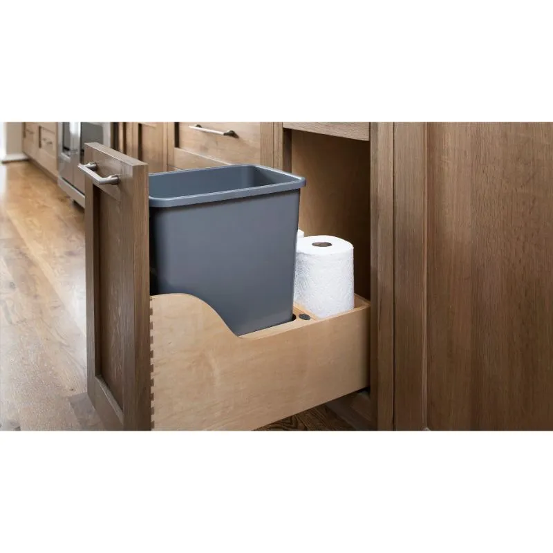 4WCSC Series Metallic Silver Bottom-Mount Single Waste Container Pull-Out Organizer (12" x 18.63" x 19.5")