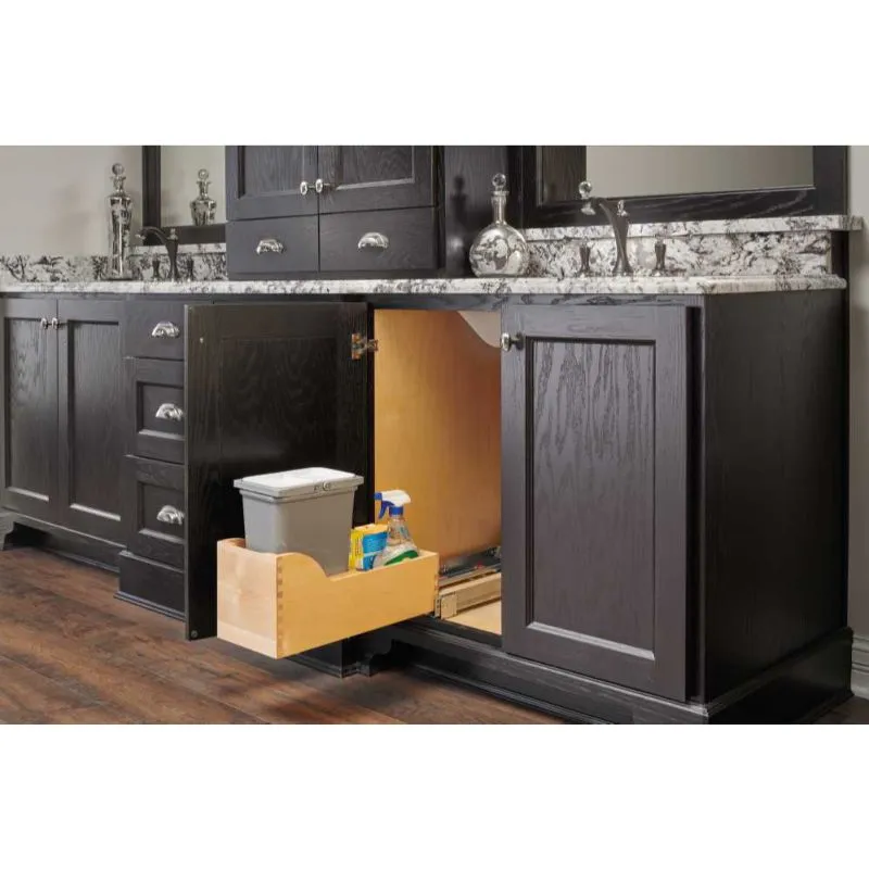 4WCSC Series Natural Maple Bottom -Mount Single Waste Container Pull-Out Organizer (12" x 21.75" x 19.5")