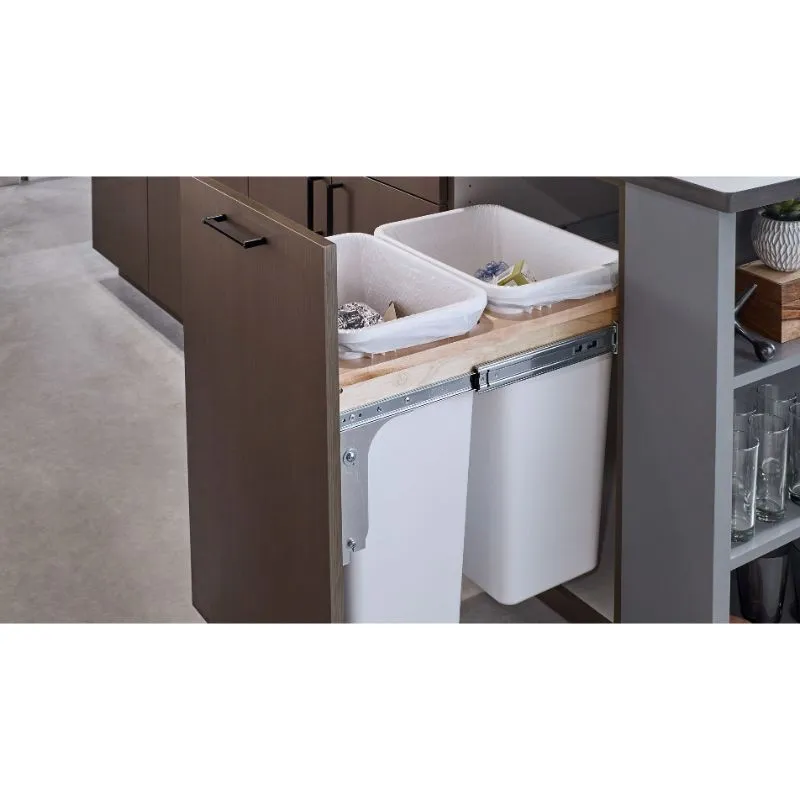 4WCTM Series White Top-Mount Double Waste Container Pull-Out Organizer (18" x 23.25" x 21.75")