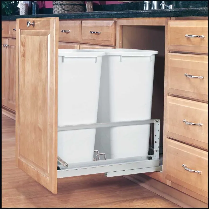 5349 Series White Bottom-Mount Single Waste Container Pull-Out Organizer (10.75" x 21.94" x 19.25")