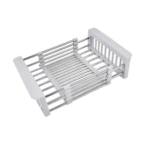 Adjustable Drainer Basket Drain Tray for Dish,Fruit-Gray