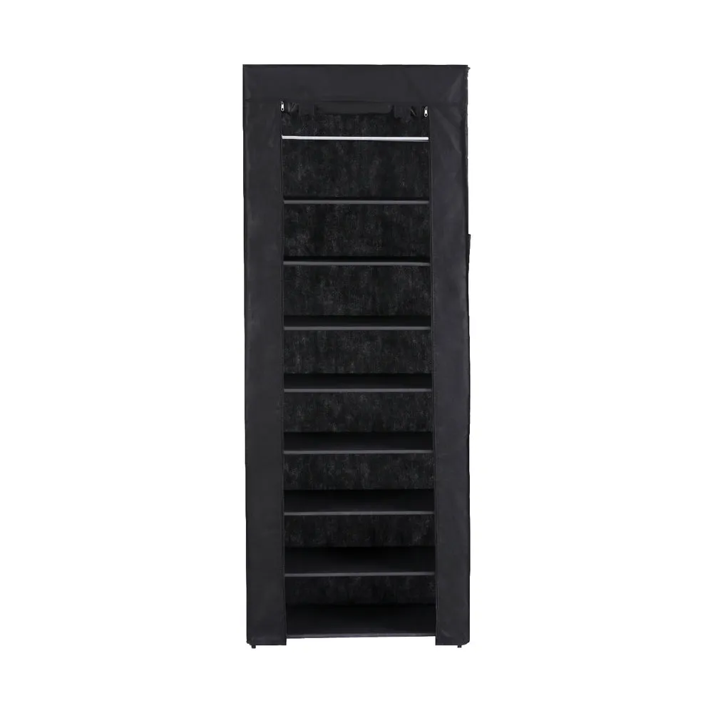 Artiss Shoe Rack 10-tier 27 Pairs Removable Cover Black