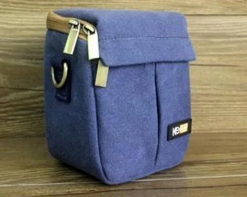 Canvas Compact System Camera Shoulder Bag - Blue