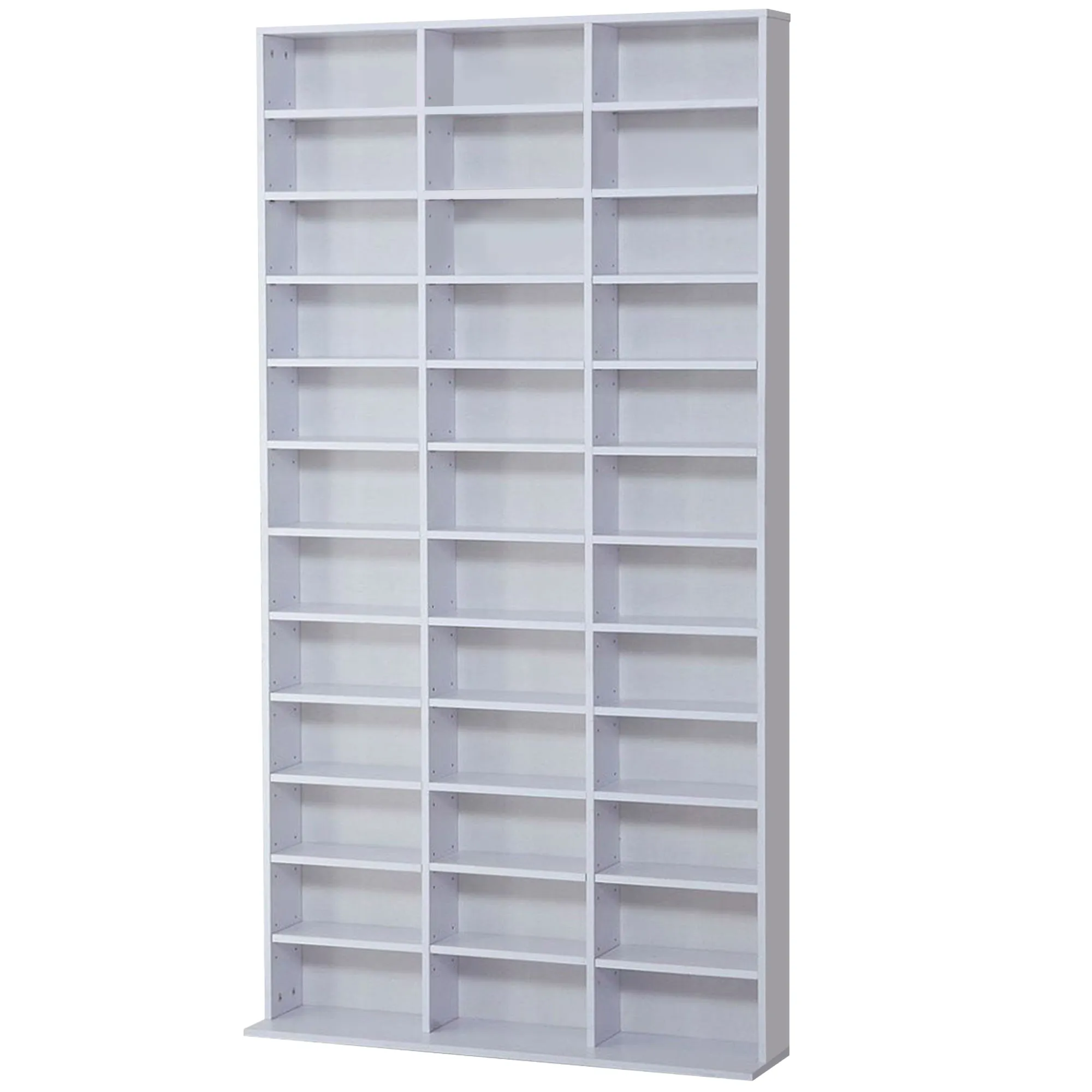 CD / DVD Storage Shelf Storage Unit for 1116 CDs Height-Adjustable Compartments 102 x 24 x 195 cm White