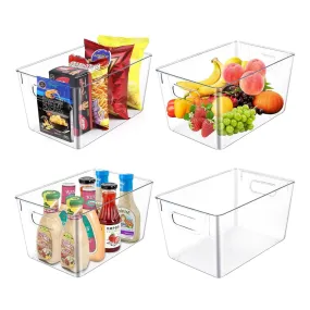 Clear Stackable Storage Bins with Handles, 4 Pack - GOMINIMO