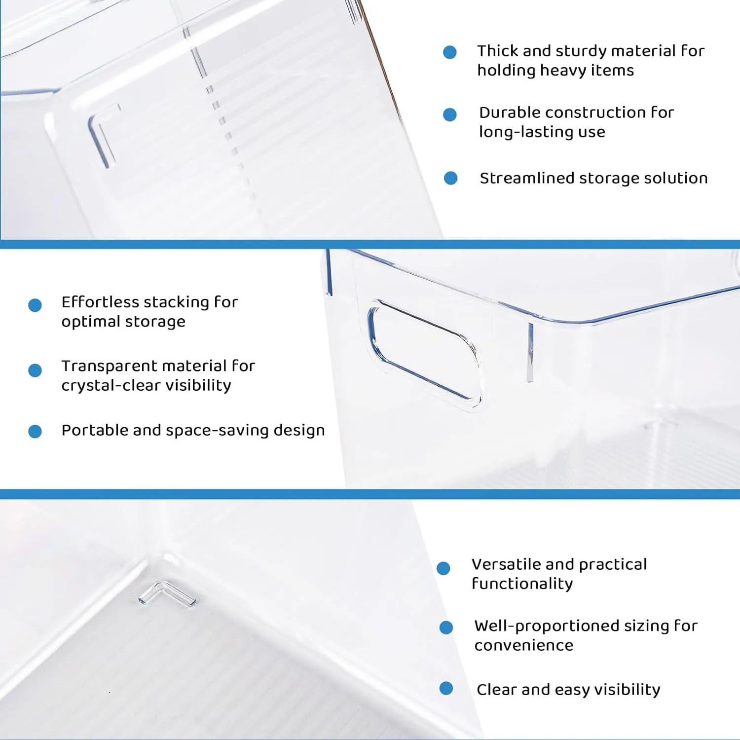 Clear Stackable Storage Bins with Handles, 4 Pack - GOMINIMO