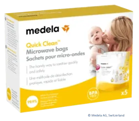 disinfecting breastfeeding accessories, breast shields, teats, MEDELA Quick Clean bags