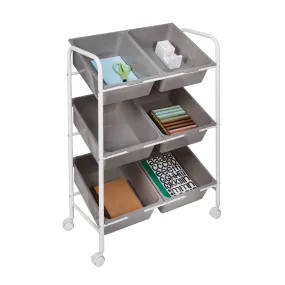 Gray/White 6-Bin Rolling Storage or Craft Cart