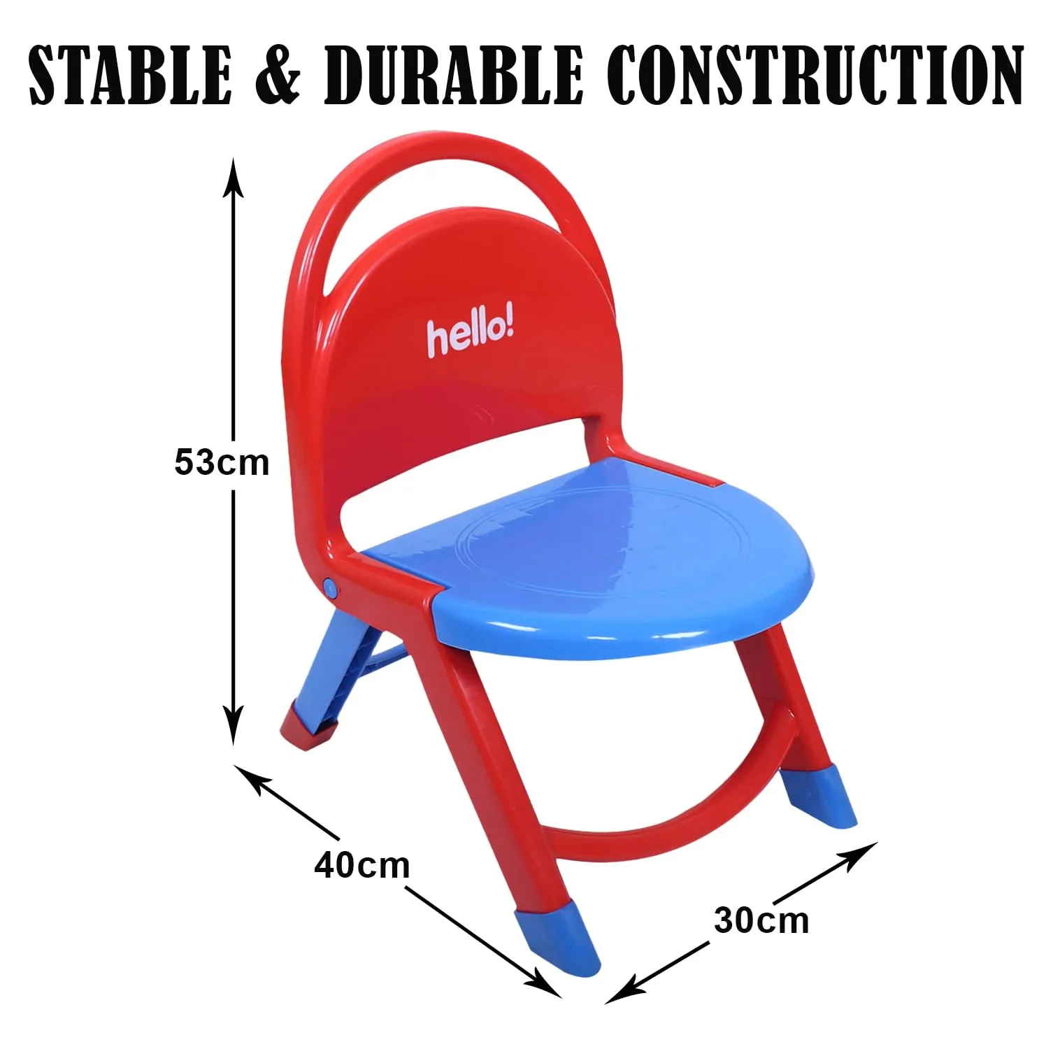 Heart Home Chair for Kids | Plastic Kids Foldable Chair | Baby Chair | School Study Chair | Toddler Chair | Indoor or Outdoor Use for Kids | Capacity 80 Kg | Red & Blue