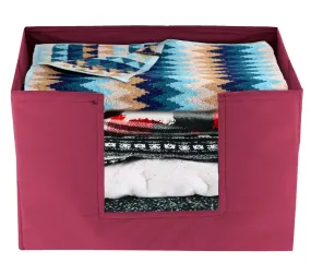 Heart Home Non-Woven Foldable Saree Stacker, Wardrobe Organizer, Storage Bin With Handle (Maroon)-HS43HEARTH26428