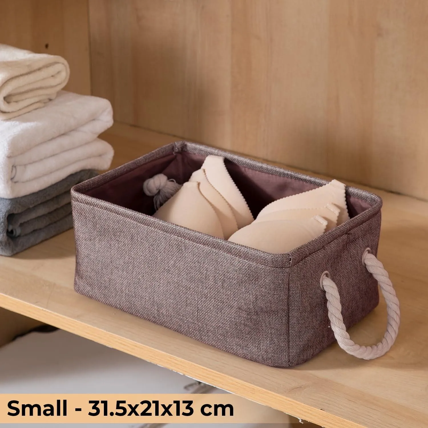 HOKIPO Eco-Friendly Foldable Baskets for Storager, Brown