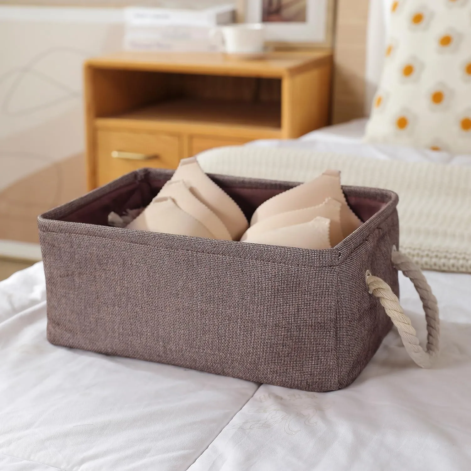 HOKIPO Eco-Friendly Foldable Baskets for Storager, Brown