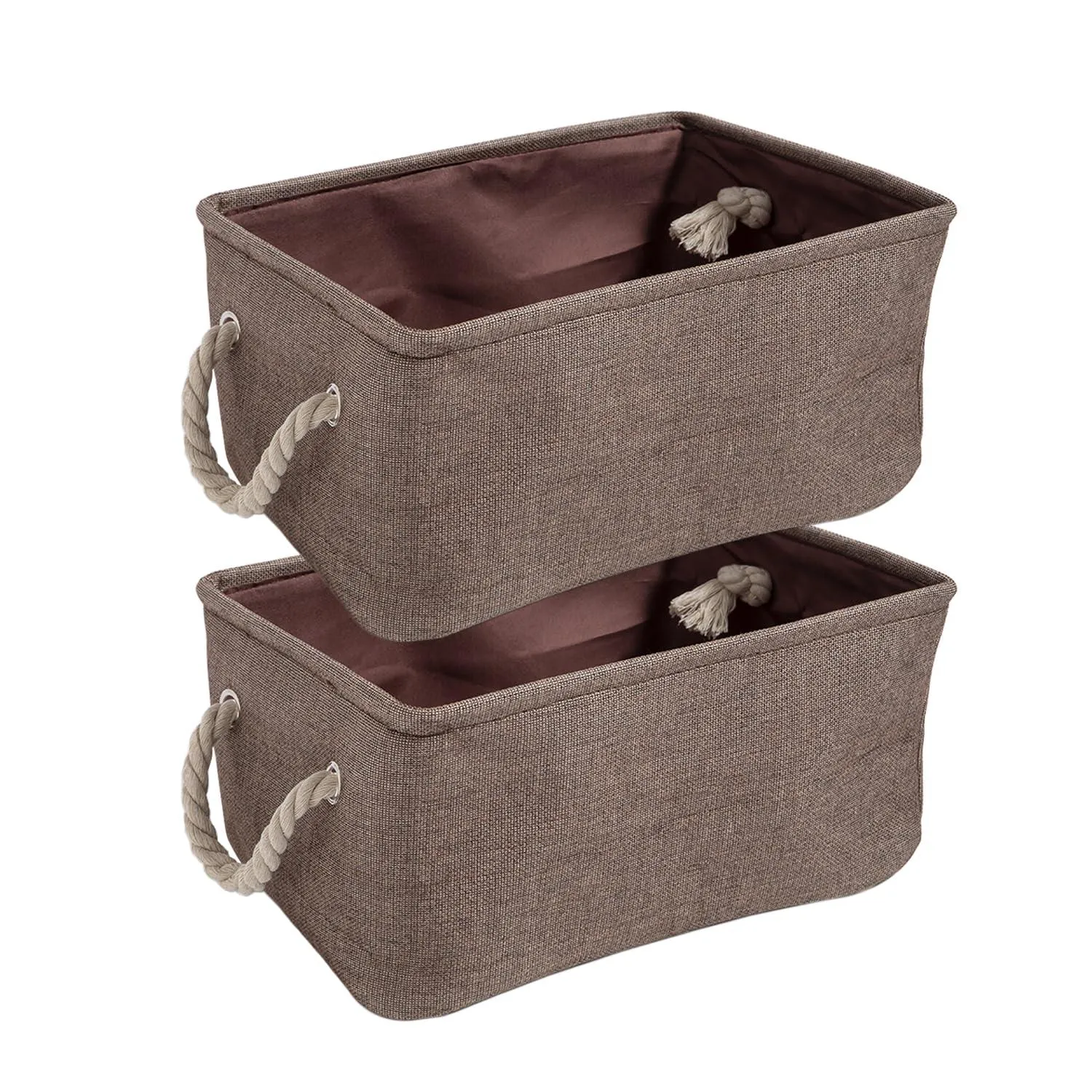 HOKIPO Eco-Friendly Foldable Baskets for Storager Pack of 2, Brown