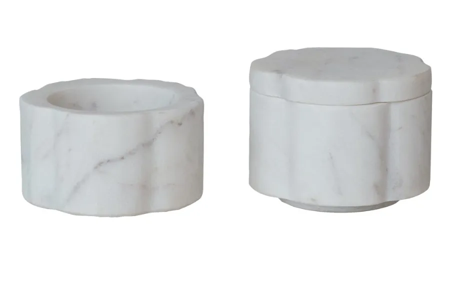 Marble Scalloped Stackable Pinch Pots, Set of 2