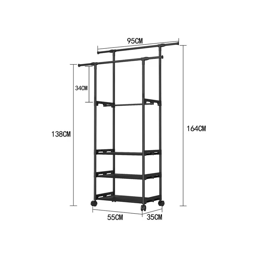 Multi-Functional Clothes Hanging Pole, Shoe, Hat And Coat Rack F49-8-1360