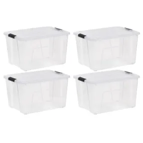 NEW - IRIS 60Qt 4pk Plastic Storage Bins With Lids and Latching Buckles