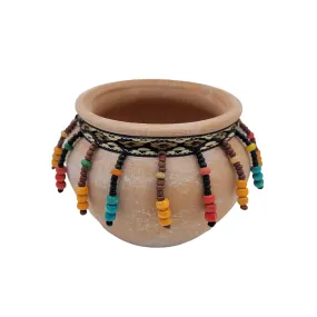 Small Natural Terracotta Plant Pot with Beads