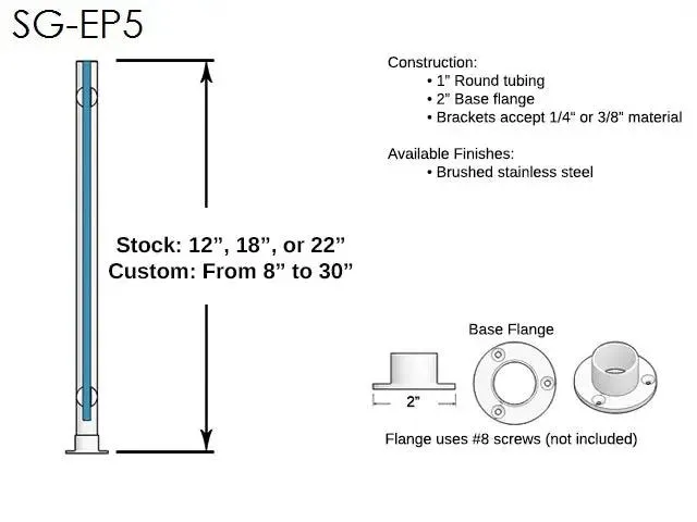 Straight Glass Partition Posts