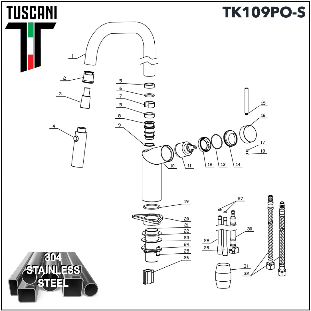 TK109PO-S - Pull Out Kitchen Mixer