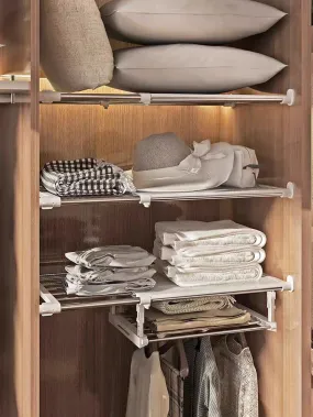 Wardrobe Expandable Divider Adjustable Closet Shelf Punch-Free Storage