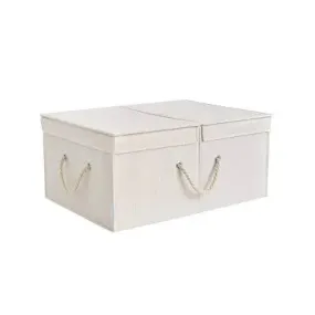 WeThinkStorage 65L Foldable Organizing Storage Bin with Double Lids Ivory