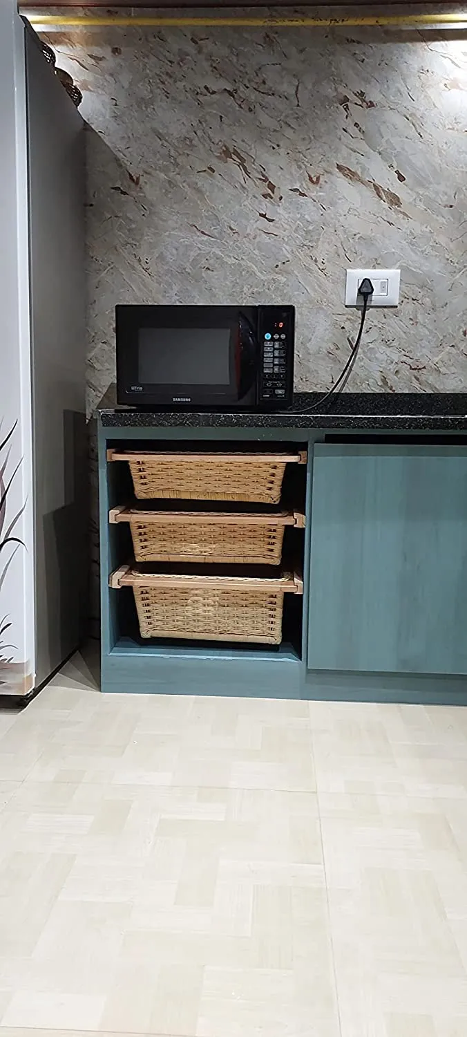 Wicker Basket for Modular Kitchen | Pull Out Basket 22 x 18 x 8 - Sarvani